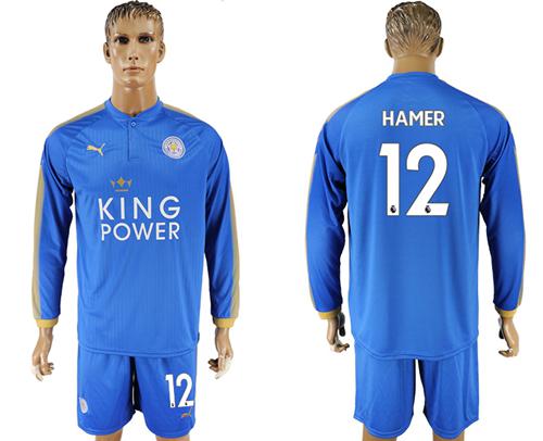 Leicester City #12 Hamer Home Long Sleeves Soccer Club Jersey